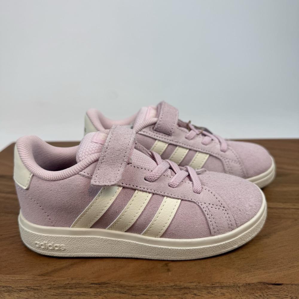 New Little Kids Adidas Grand Court 00s Pink Suede Platform Sneakers Size 10 C